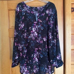 Torrid Black and Purple Floral Blouse
